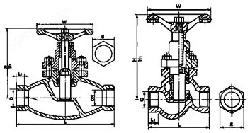 内螺纹腰鼓型柱塞阀UJ11Y(H) U11SM结构示意图