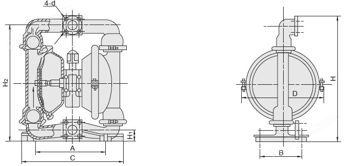 QBY气动隔膜泵外形尺寸