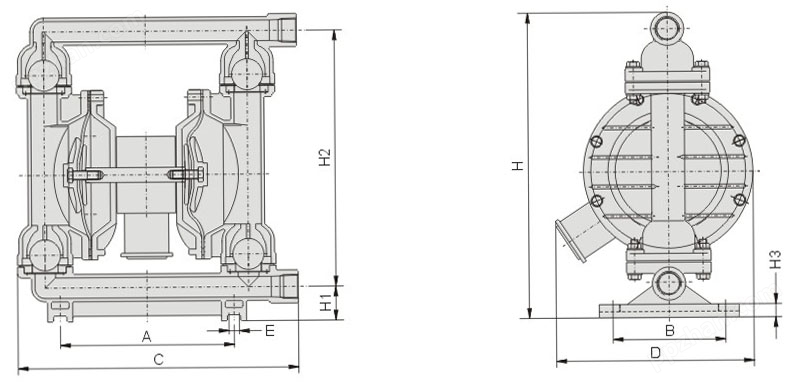 QBK气动隔膜泵外形尺寸