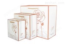 浅咖啡玫瑰简约时尚化妆品白卡纸袋定制